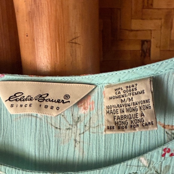 Vintage Eddie Bauer Turquoise Floral Mini Dress medium - Picture 3 of 5